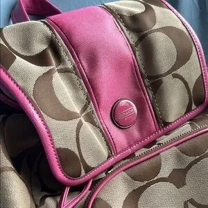 Vintage Coach Brown and Pink Backpack Coach | Bags | Vintage Coach Brown And Pink Backpack | Poshmark main image 2
